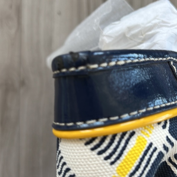 💛NWT💙 TALBOTS Quilted Tartan Plaid Tote Bag Navy Blue Yellow - Picture 11 of 14